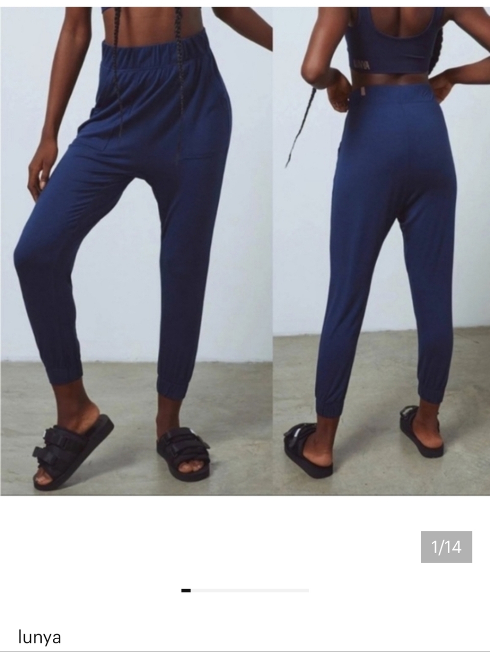 Lunya Modal Draped Joggers Soft Harem Cropped Crop Lounge Jogger Pants Size M